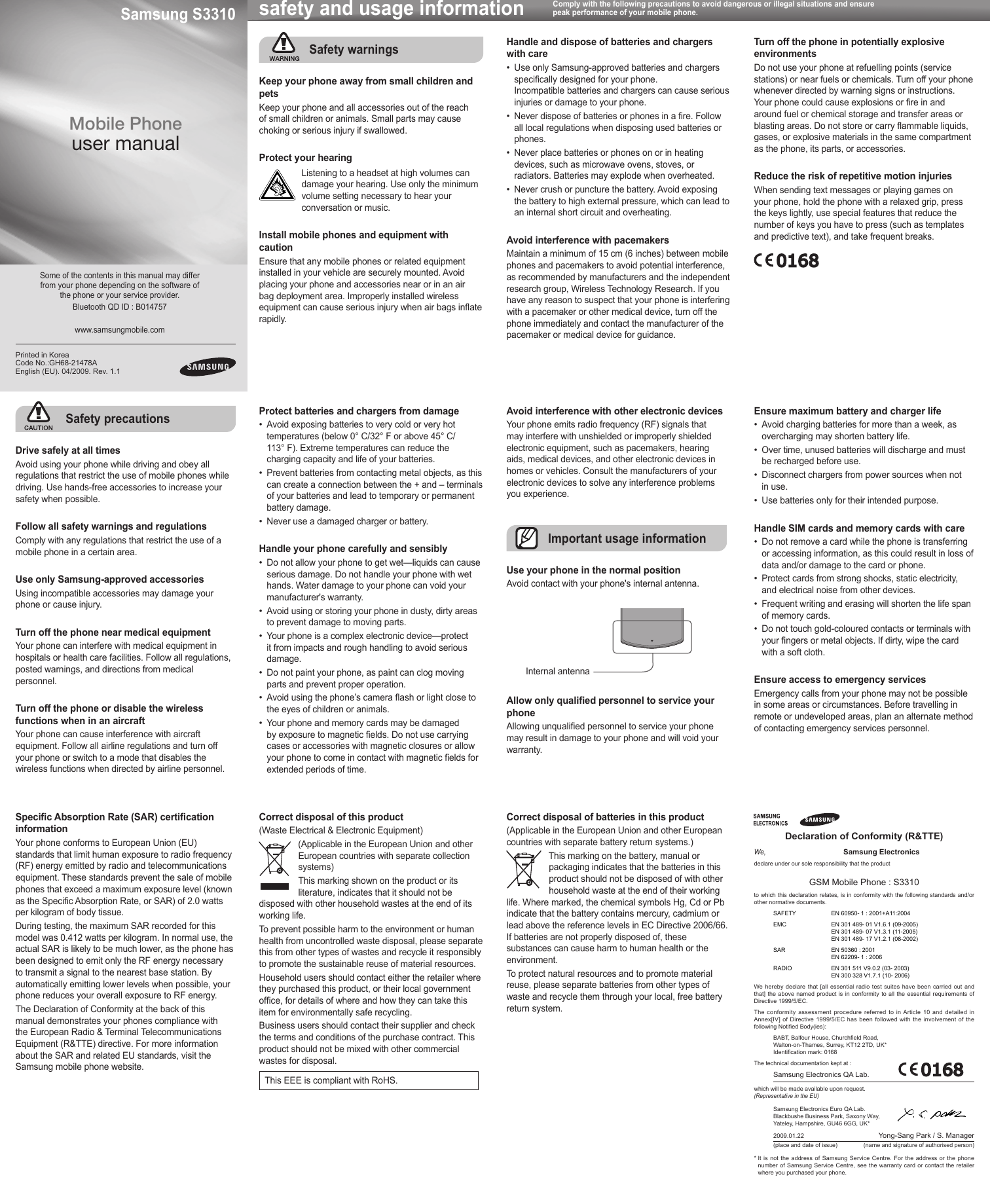 Page 1 of 2 - Samsung S3310 User Manual  To The 18887fa8-afdf-4efb-87bd-96a2a76082a5