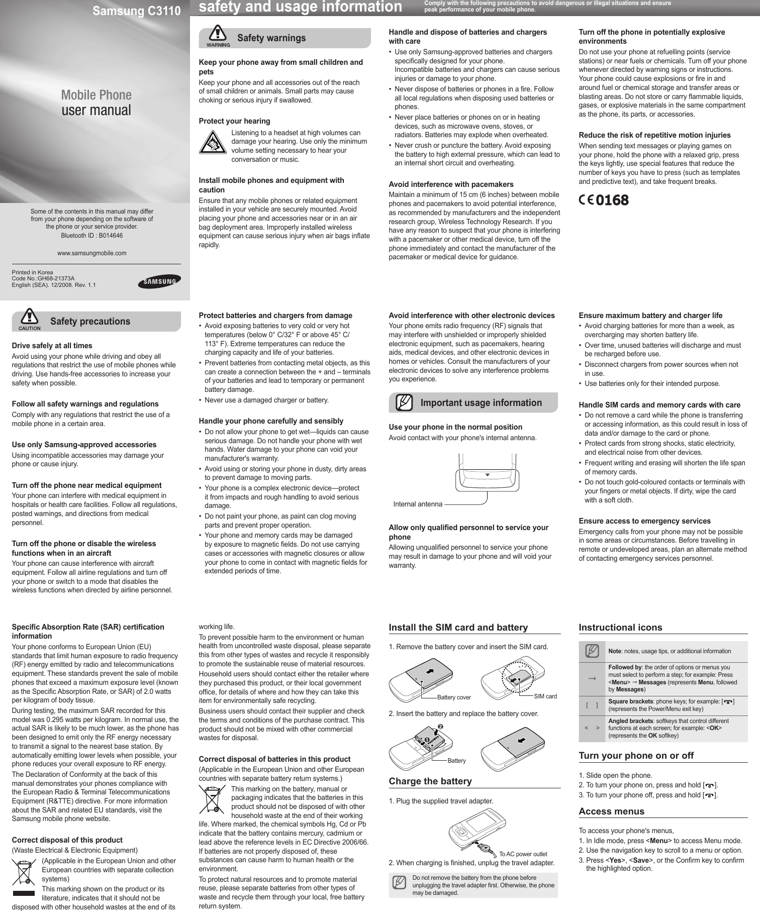 Page 1 of 2 - Samsung Samsung-C3110-Users-Manual- Samsung-c3110-users-manual