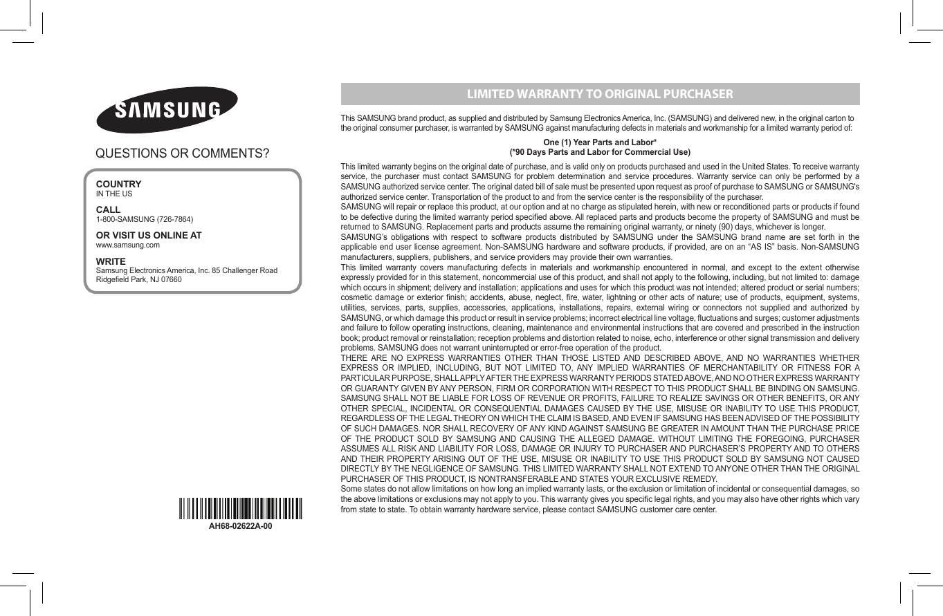 Page 8 of 8 - Samsung Samsung-Da-F60-Users-Manual- DA-F60_F61-USA_ENG Samsung-da-f60-users-manual