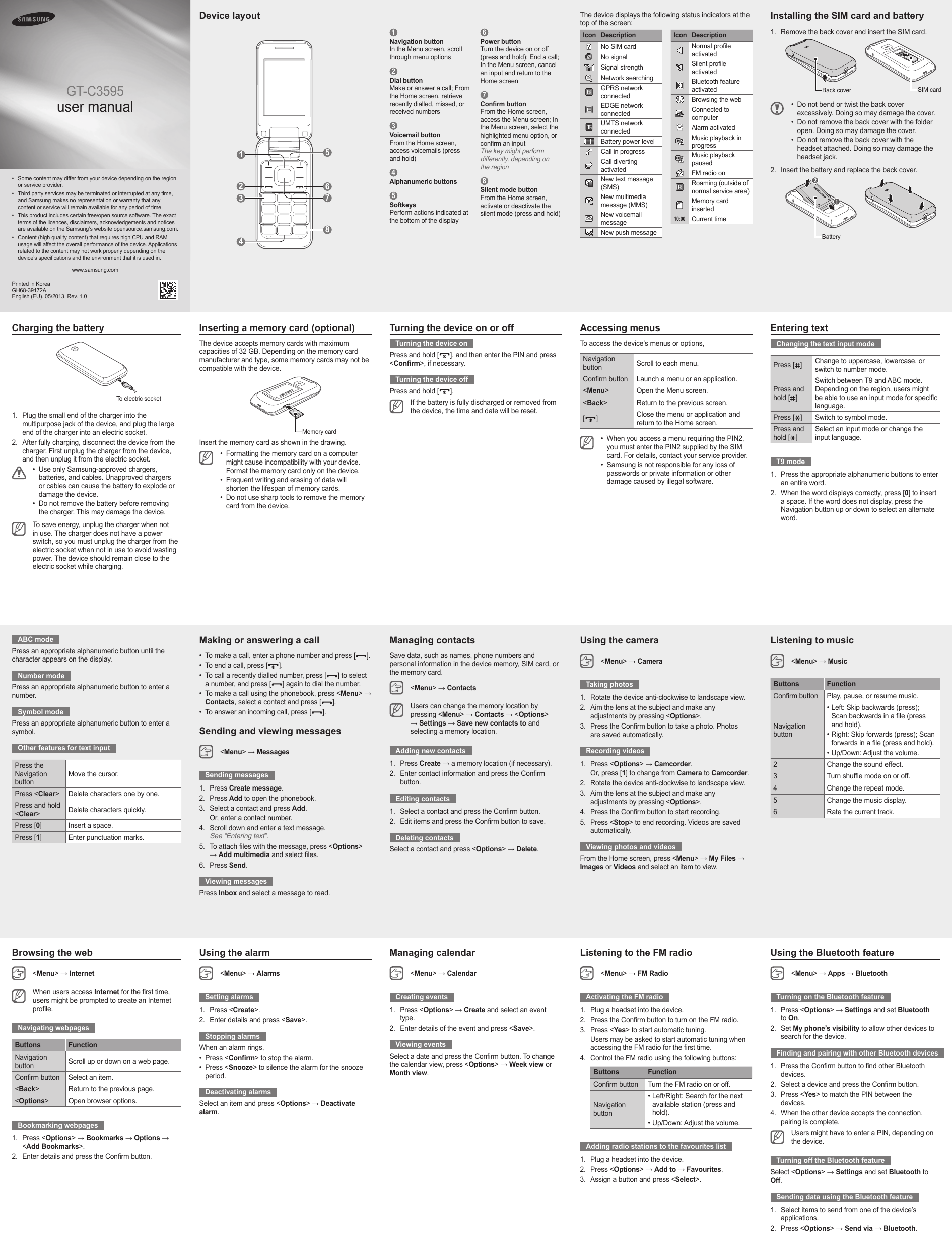 Page 1 of 2 - Samsung Samsung-Gt-C3595-Users-Manual-  Samsung-gt-c3595-users-manual