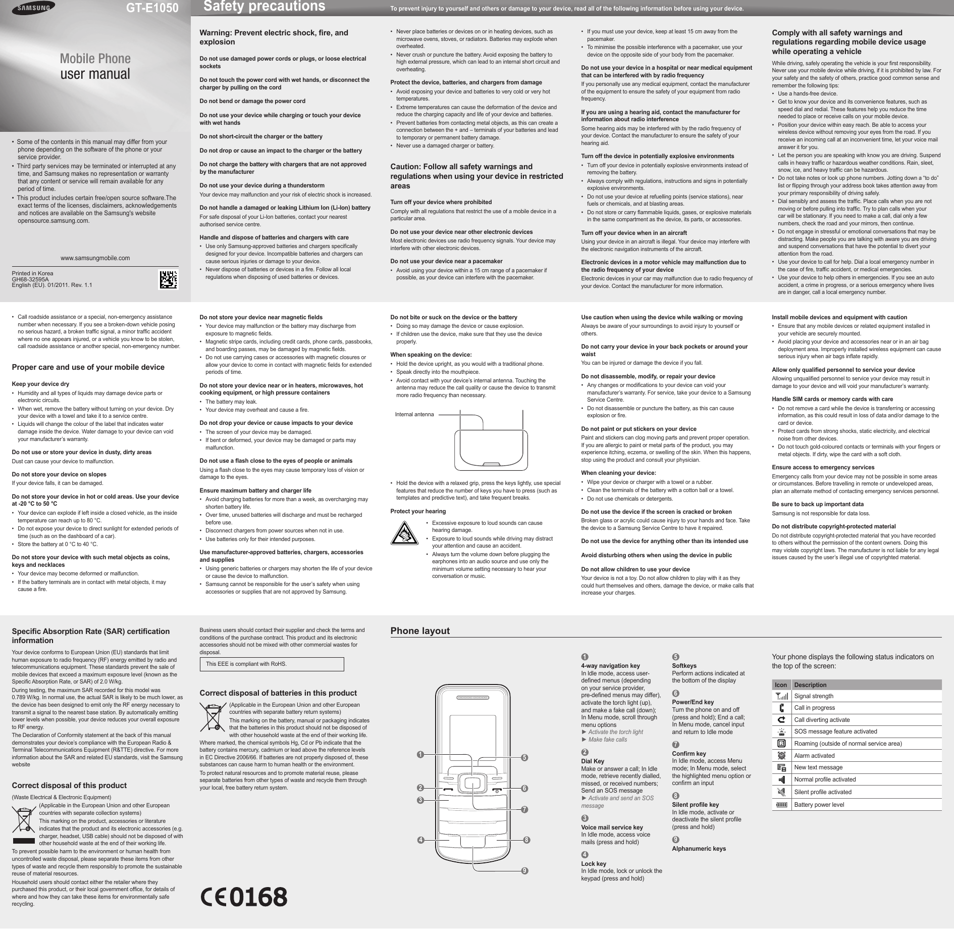 Page 1 of 2 - Samsung Samsung-Gt-E1050-Users-Manual-  Samsung-gt-e1050-users-manual
