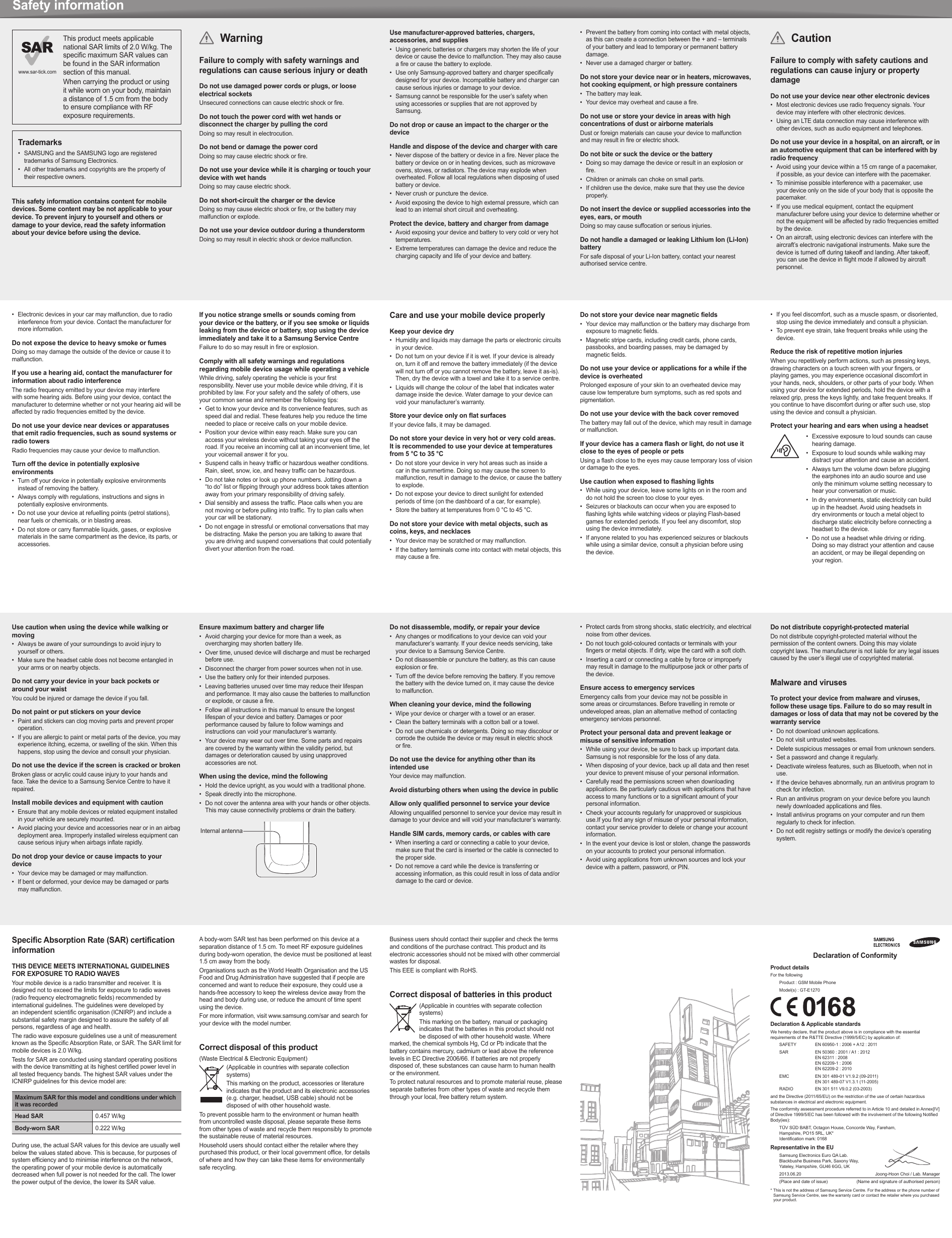 Page 2 of 2 - Samsung Samsung-Gt-E1270-Users-Manual-  Samsung-gt-e1270-users-manual