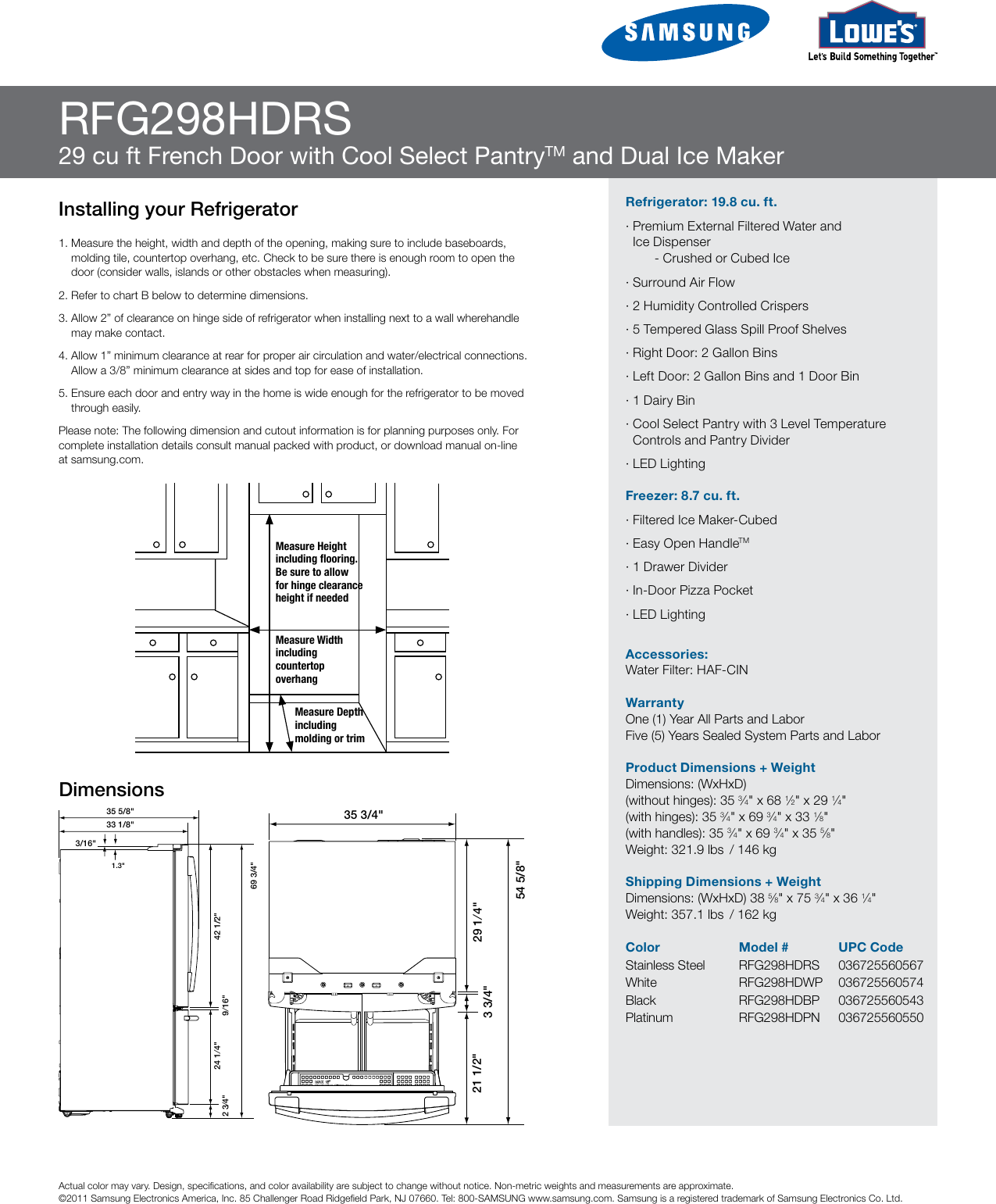 Page 2 of 2 - Samsung Samsung-Lowes-Rfg298Hdrs-Users-Manual-  Samsung-lowes-rfg298hdrs-users-manual