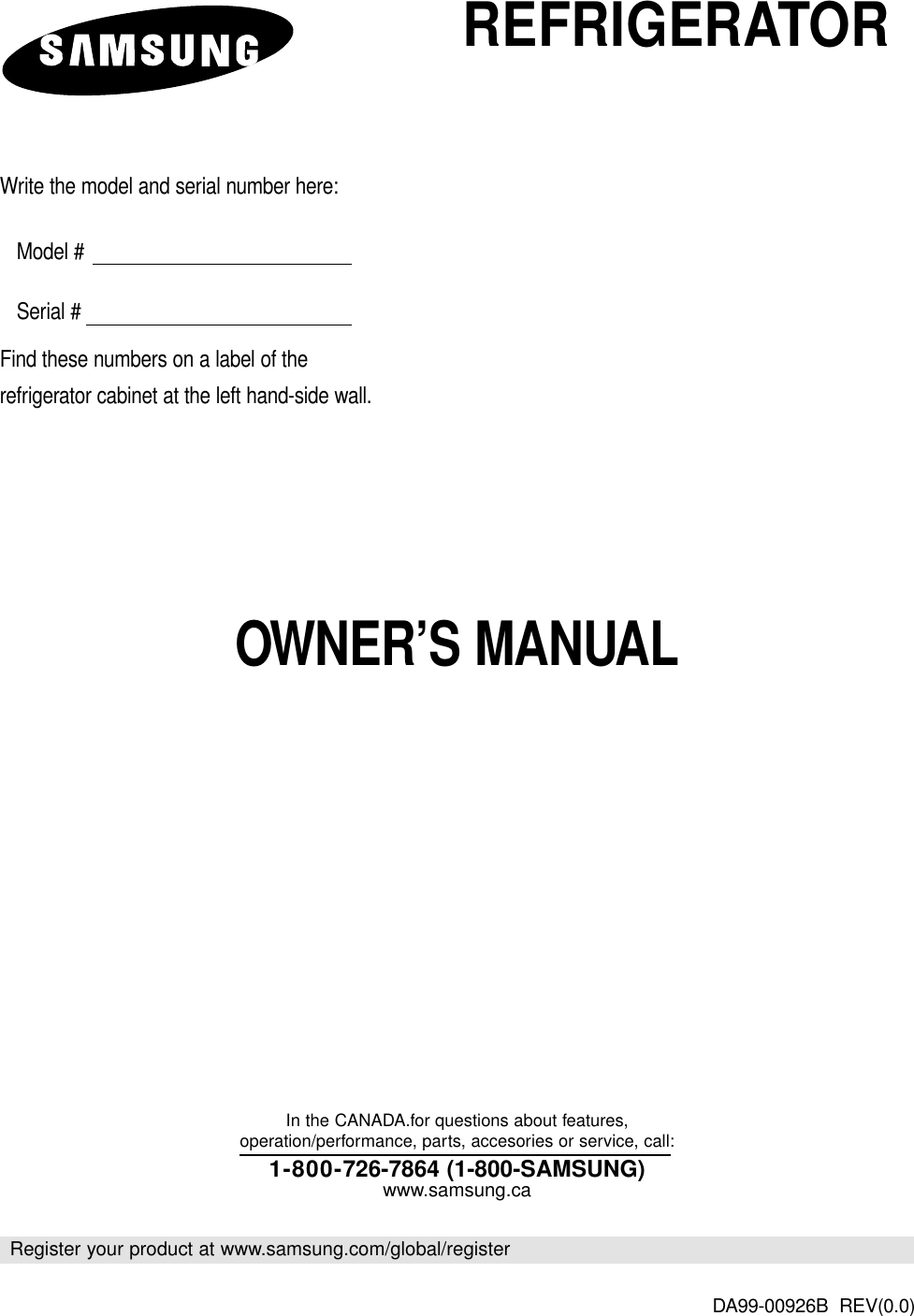 Samsung Rb193Kasb Users Manual DA99 00926B EN(0.0)