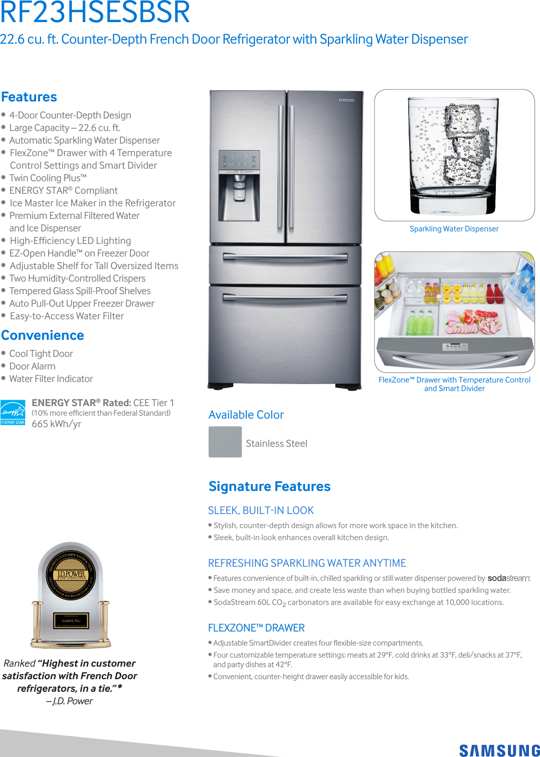 Page 1 of 2 - Samsung Samsung-Rf23Hsesbsr-Aa-Specification-Sheet-  Samsung-rf23hsesbsr-aa-specification-sheet
