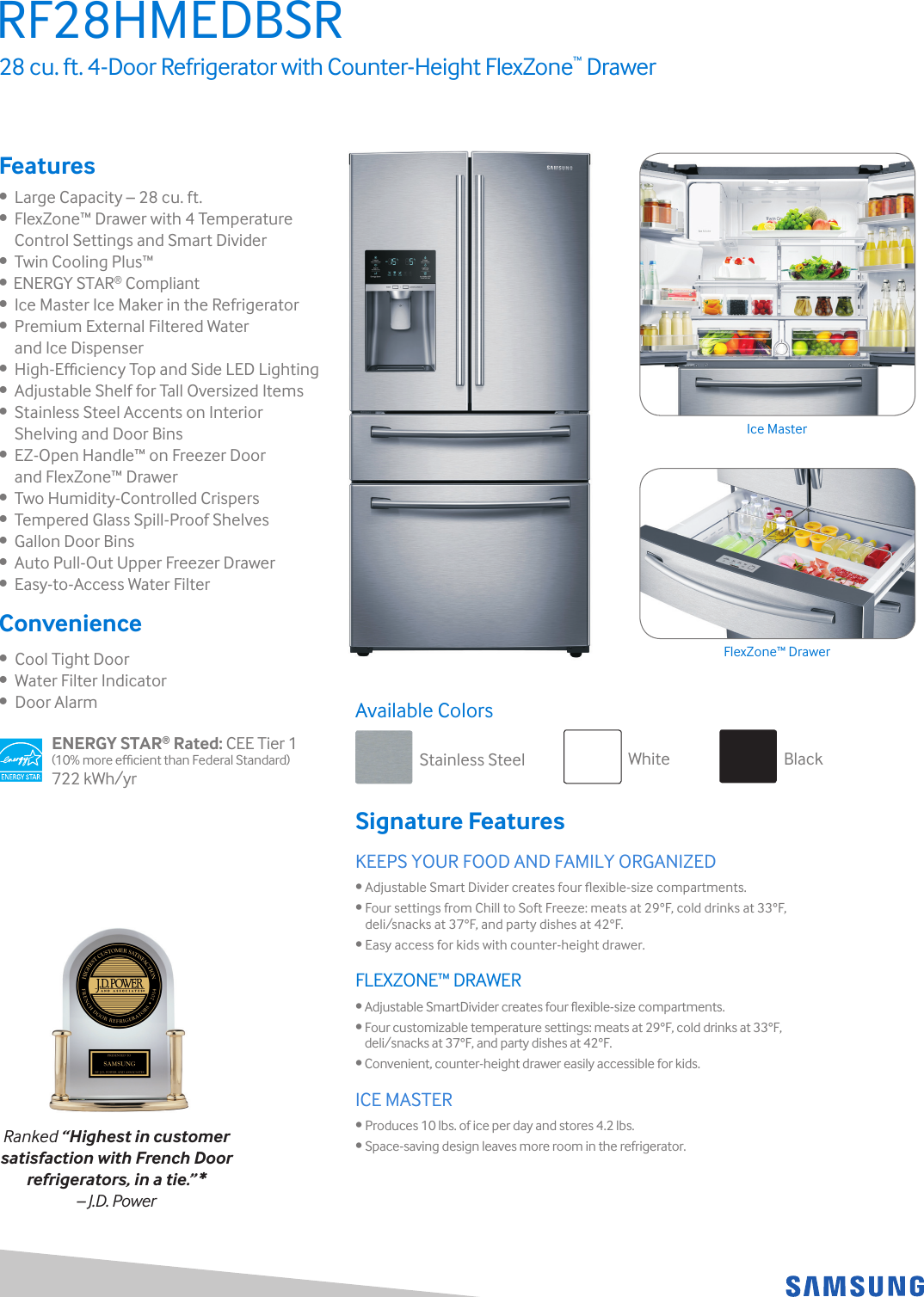 Page 1 of 2 - Samsung Samsung-Rf28Hmedbsr-Aa-Specification-Sheet-  Samsung-rf28hmedbsr-aa-specification-sheet