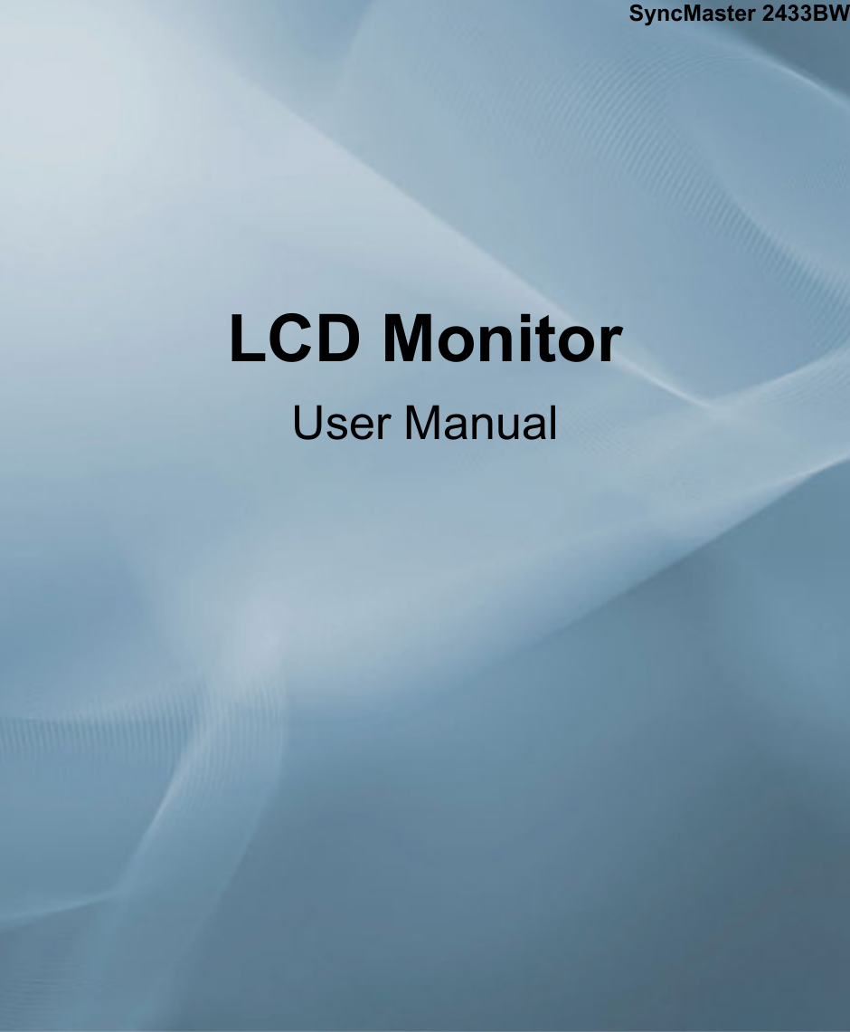 Samsung Computer Monitor 2433Bw Users Manual SyncMaster User Guide