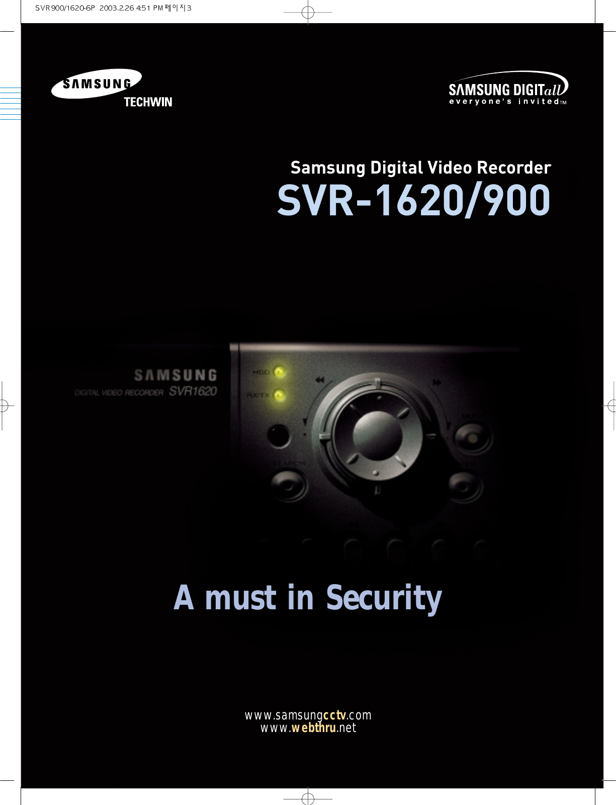 Page 1 of 6 - Samsung Samsung-Samsung-Dvr-Svr-1620-900-Users-Manual-  Samsung-samsung-dvr-svr-1620-900-users-manual