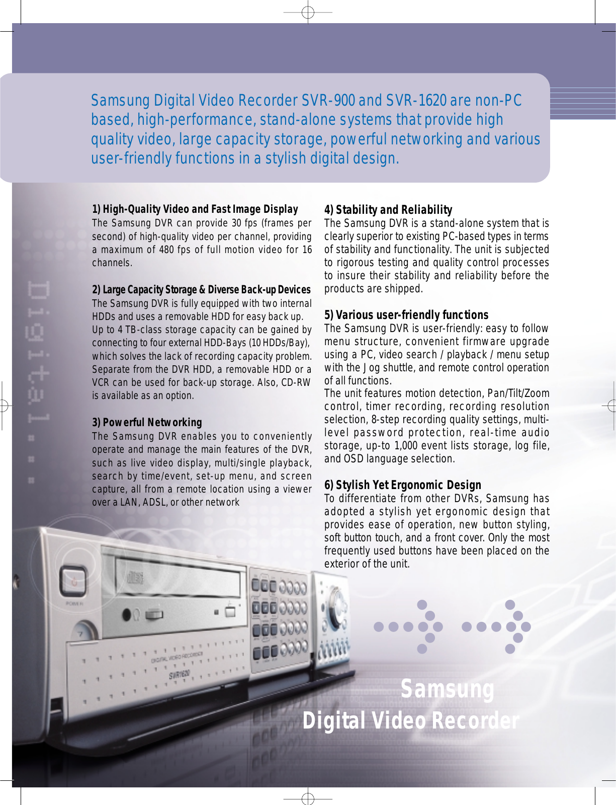 Page 2 of 6 - Samsung Samsung-Samsung-Dvr-Svr-1620-900-Users-Manual-  Samsung-samsung-dvr-svr-1620-900-users-manual