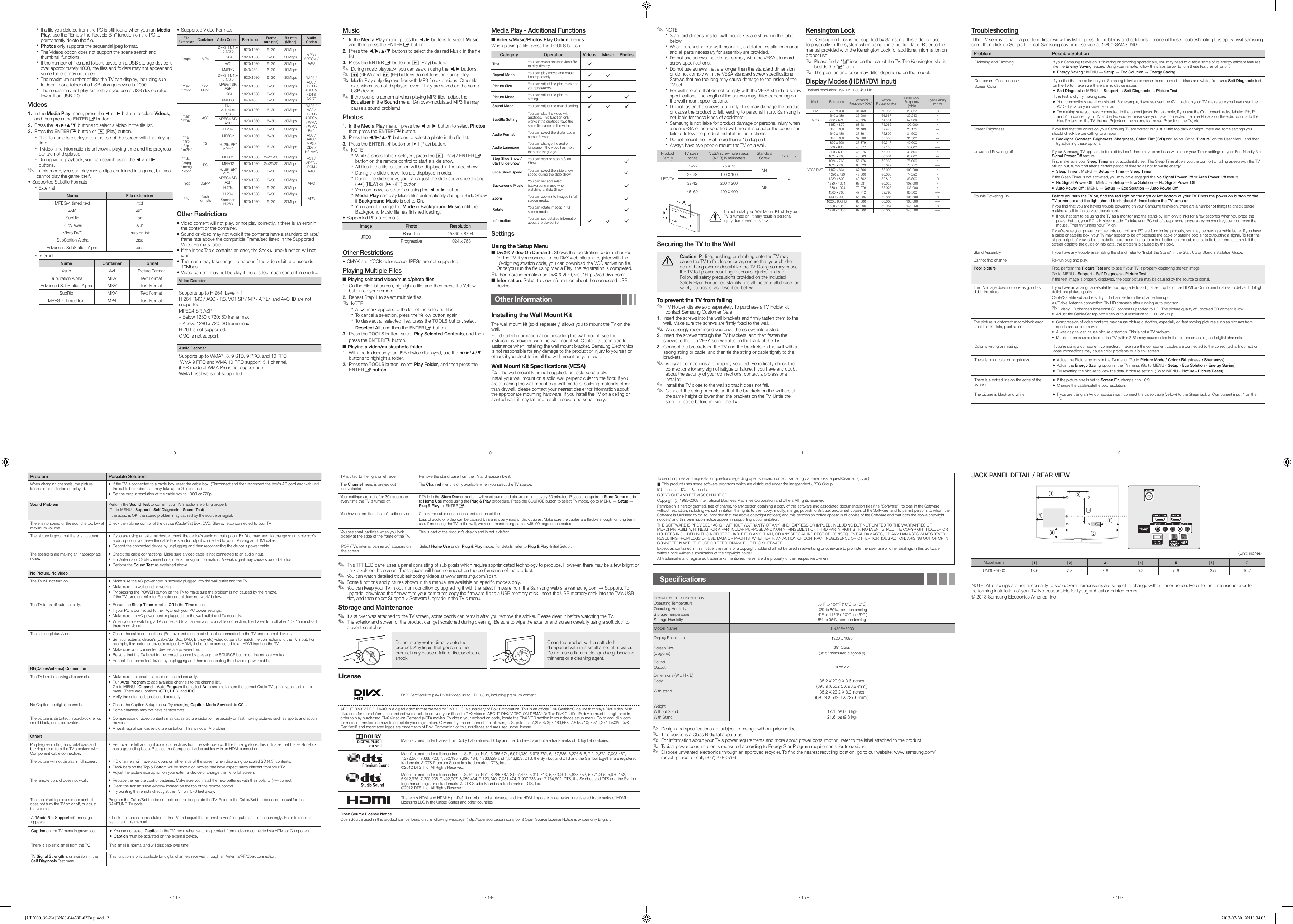Page 2 of 2 - Samsung Samsung-Samsung-Flat-Panel-Television-Un39Fh5000-Users-Manual-  Samsung-samsung-flat-panel-television-un39fh5000-users-manual