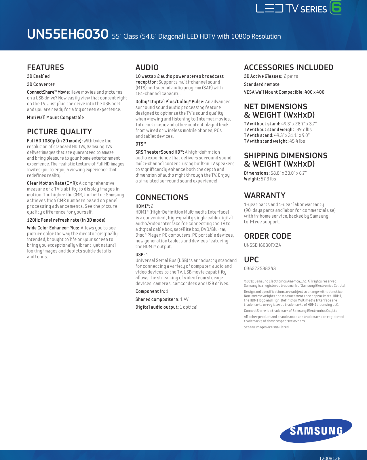 Page 2 of 2 - Samsung Samsung-Samsung-Flat-Panel-Television-Un55Eh6030-Users-Manual-  Samsung-samsung-flat-panel-television-un55eh6030-users-manual