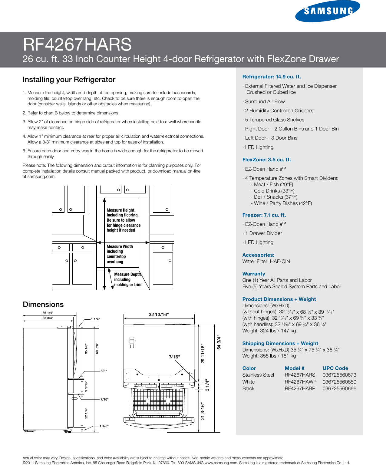 Page 2 of 2 - Samsung Samsung-Samsung-Refrigerator-Rf4267Hars-Users-Manual- Samsung-samsung-refrigerator-rf4267hars-users-manual