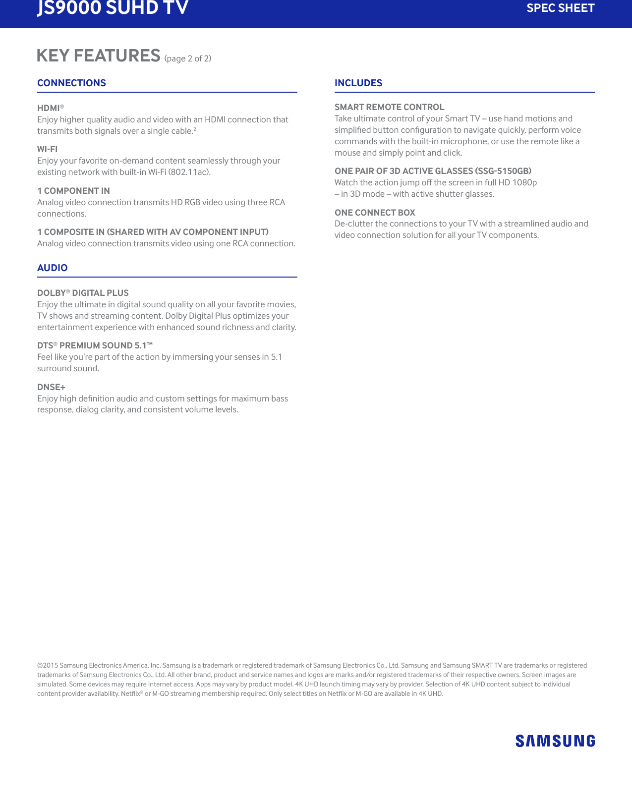 Page 3 of 5 - Samsung Samsung-Un65Js9000Fxza-Specification-Sheet-  Samsung-un65js9000fxza-specification-sheet