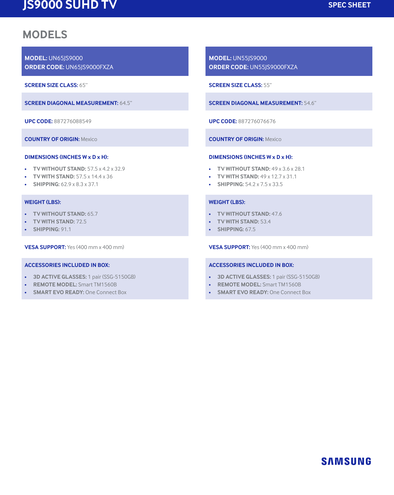 Page 4 of 5 - Samsung Samsung-Un65Js9000Fxza-Specification-Sheet-  Samsung-un65js9000fxza-specification-sheet