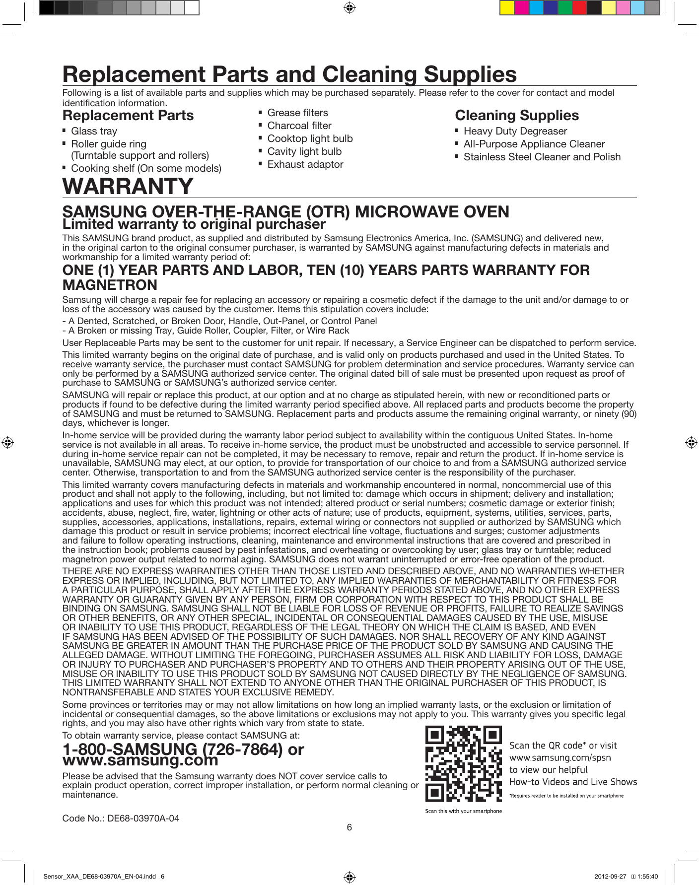 Page 6 of 6 - Samsung  (0.3 MB) Sensor XAA DE68-03970A EN-04