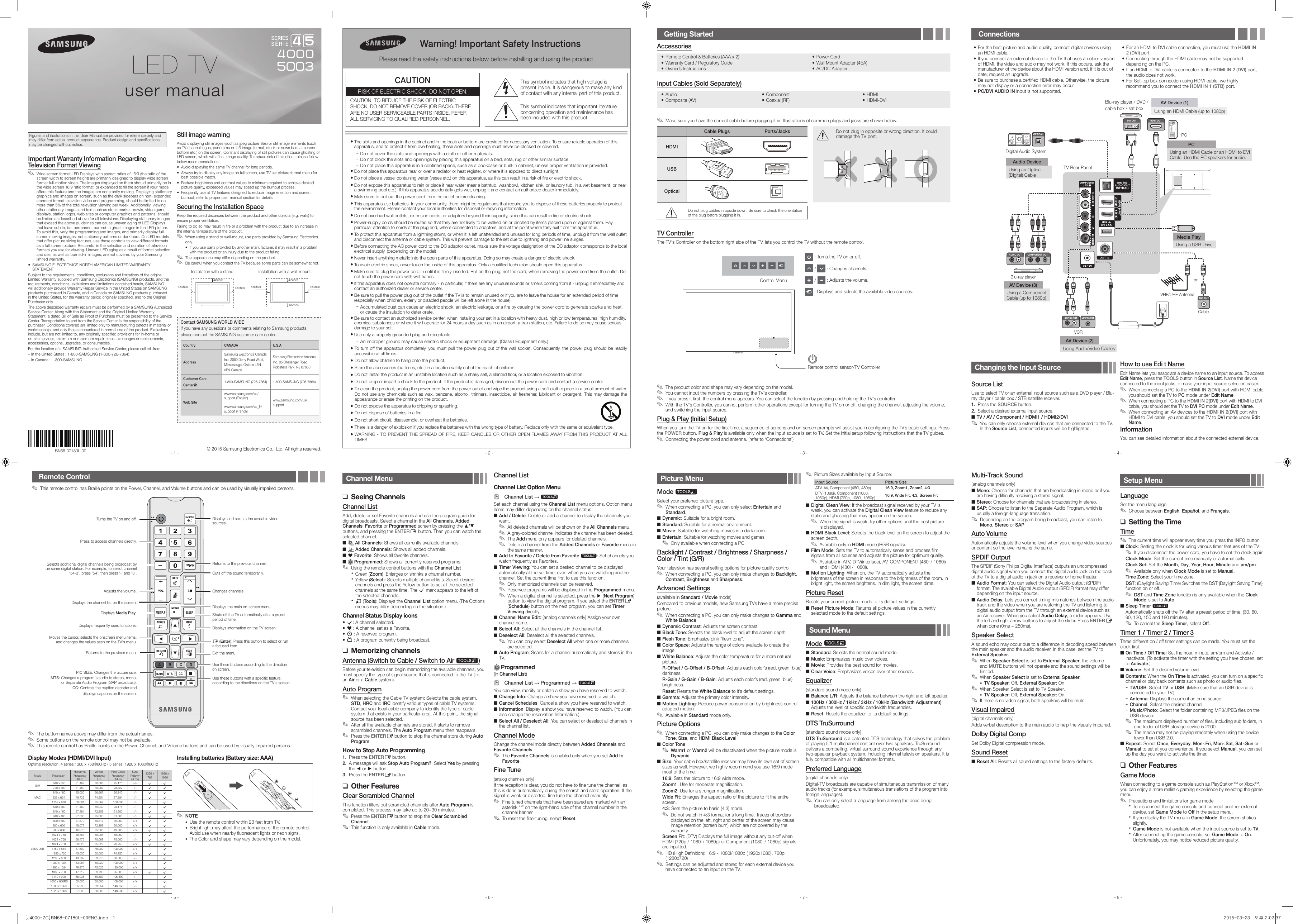 Page 1 of 2 - Samsung UN32J4000AFXZA User Manual  To The 674f9b5b-1477-429e-b017-c0d6c1094d72