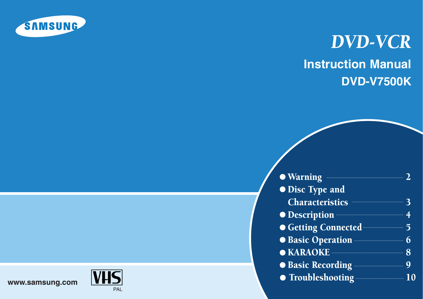 Page 1 of 11 - Samsung (Web) V5500-Karaoke DVD-V7500K V7500-Karaoke