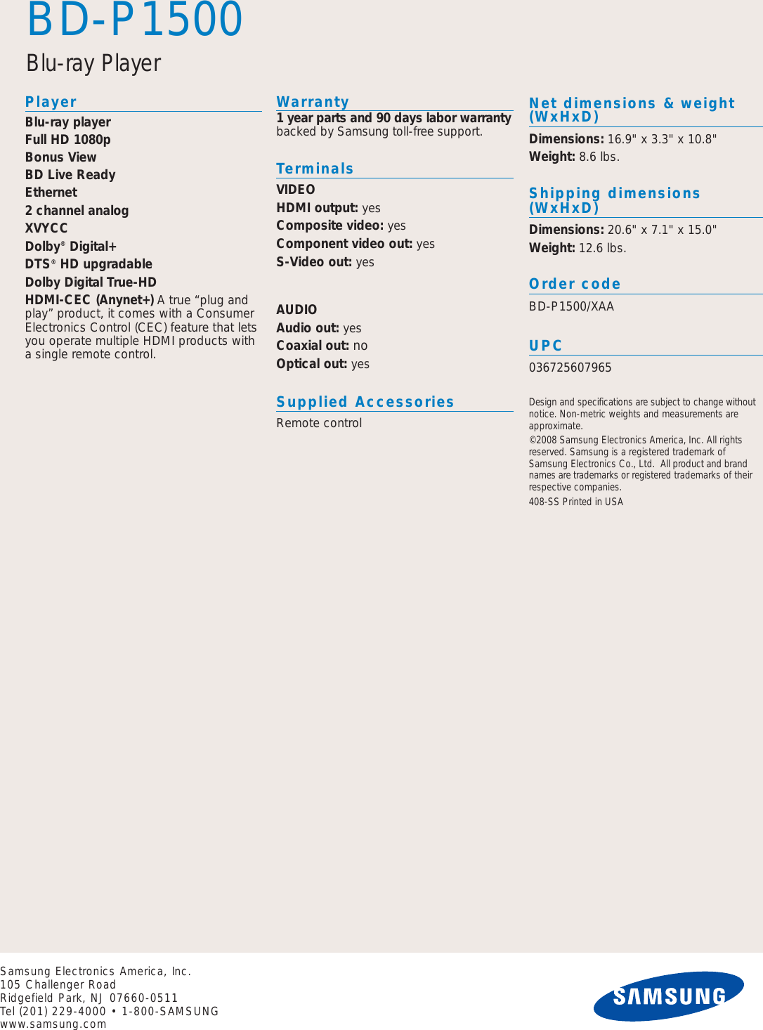 Page 2 of 2 - Samsung If Not Then  Bdp1500 Spec