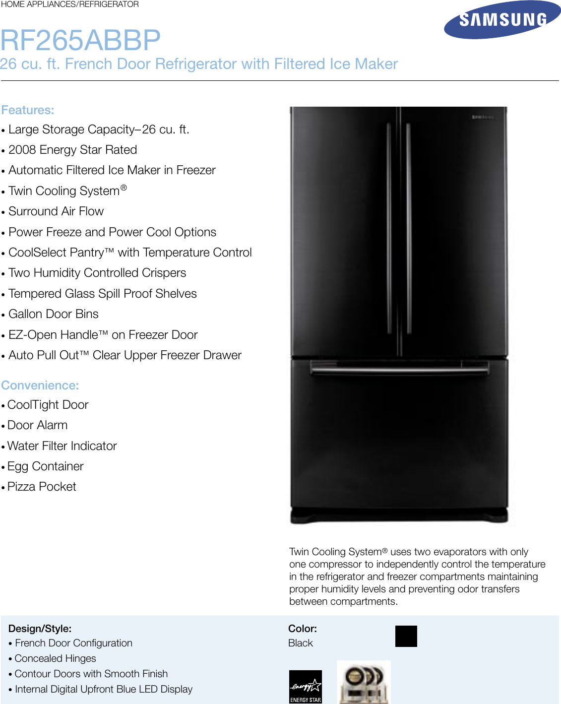 Samsung Ref Specsheets Rf265 If Not Then Rf265abbp Spec