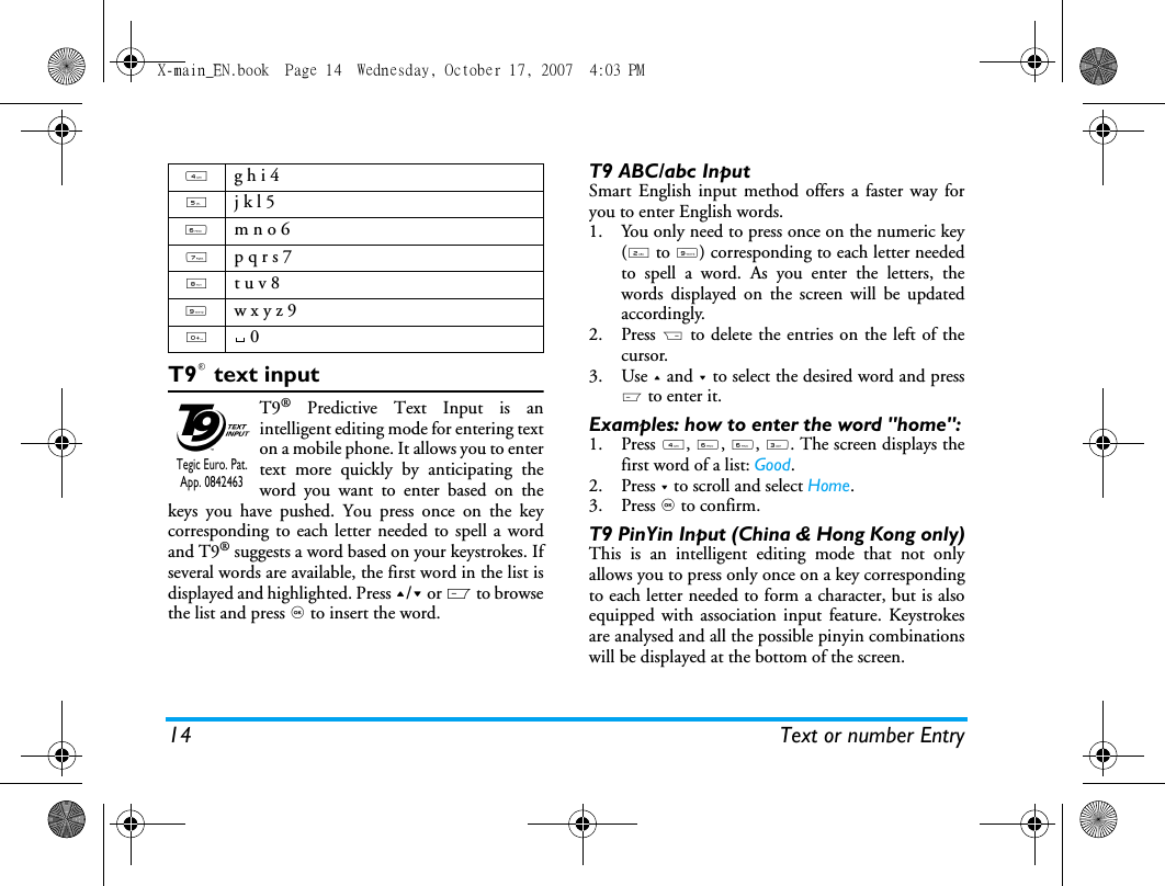 Page 15 of Sang Fei Consumer Communications CT9A9U Dual-band GSM 850/1900 Mobile Phone with Bluetooth User Manual X main EN