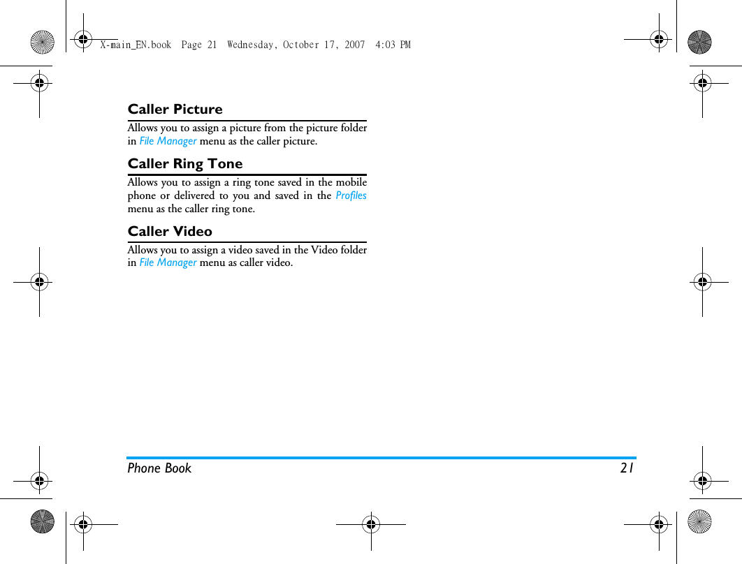 Page 22 of Sang Fei Consumer Communications CT9A9U Dual-band GSM 850/1900 Mobile Phone with Bluetooth User Manual X main EN