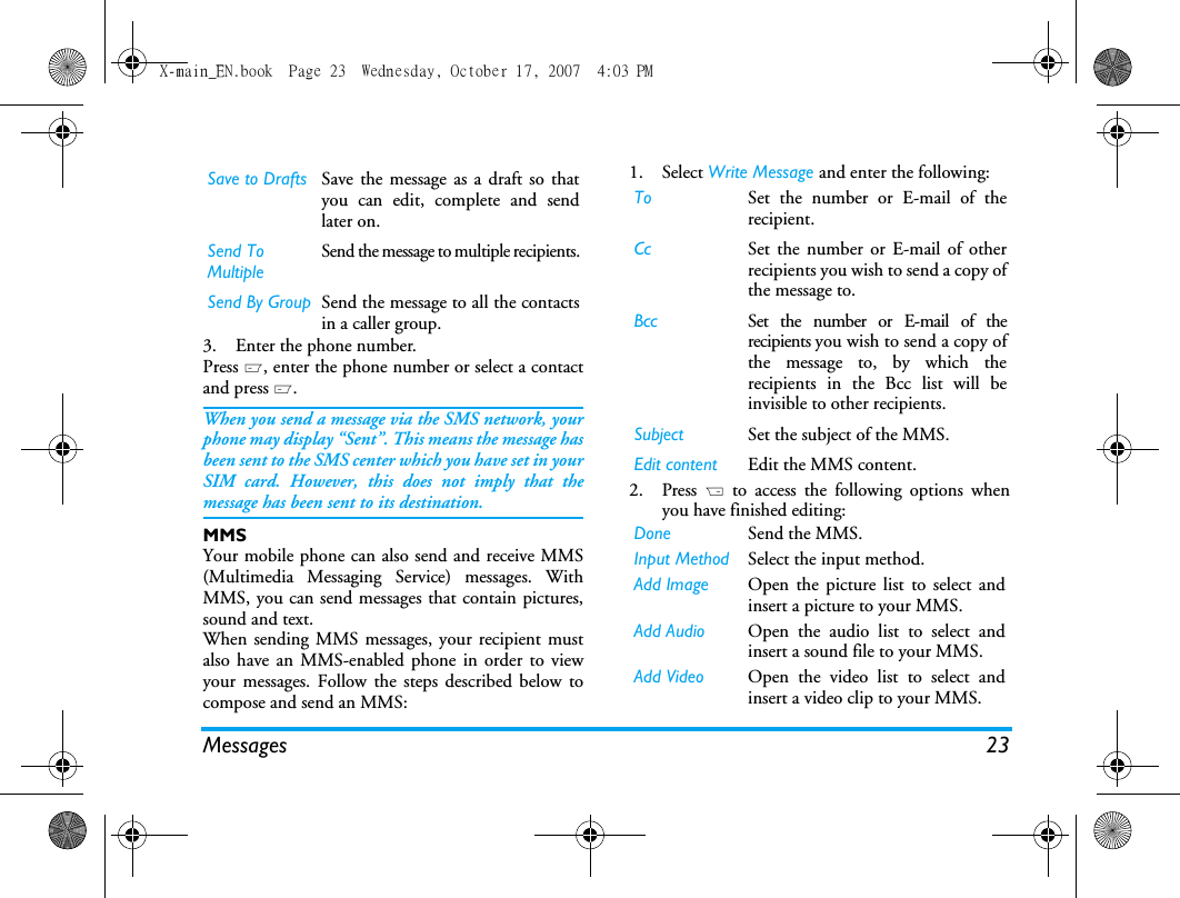 Page 24 of Sang Fei Consumer Communications CT9A9U Dual-band GSM 850/1900 Mobile Phone with Bluetooth User Manual X main EN