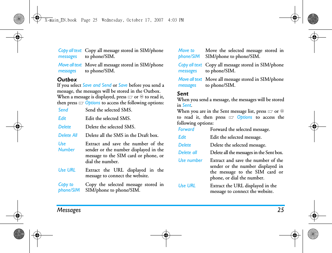 Page 26 of Sang Fei Consumer Communications CT9A9U Dual-band GSM 850/1900 Mobile Phone with Bluetooth User Manual X main EN