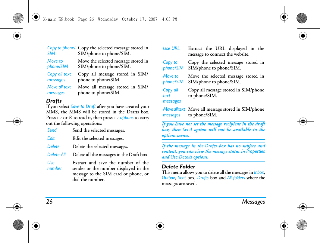 Page 27 of Sang Fei Consumer Communications CT9A9U Dual-band GSM 850/1900 Mobile Phone with Bluetooth User Manual X main EN