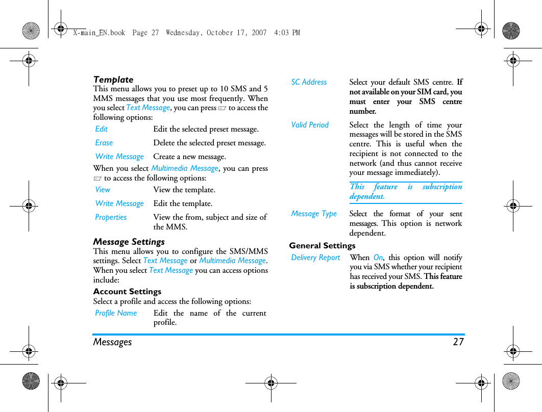 Page 28 of Sang Fei Consumer Communications CT9A9U Dual-band GSM 850/1900 Mobile Phone with Bluetooth User Manual X main EN