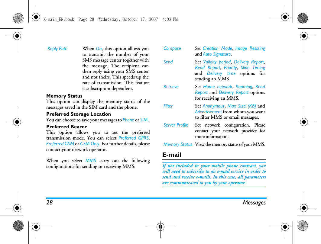 Page 29 of Sang Fei Consumer Communications CT9A9U Dual-band GSM 850/1900 Mobile Phone with Bluetooth User Manual X main EN