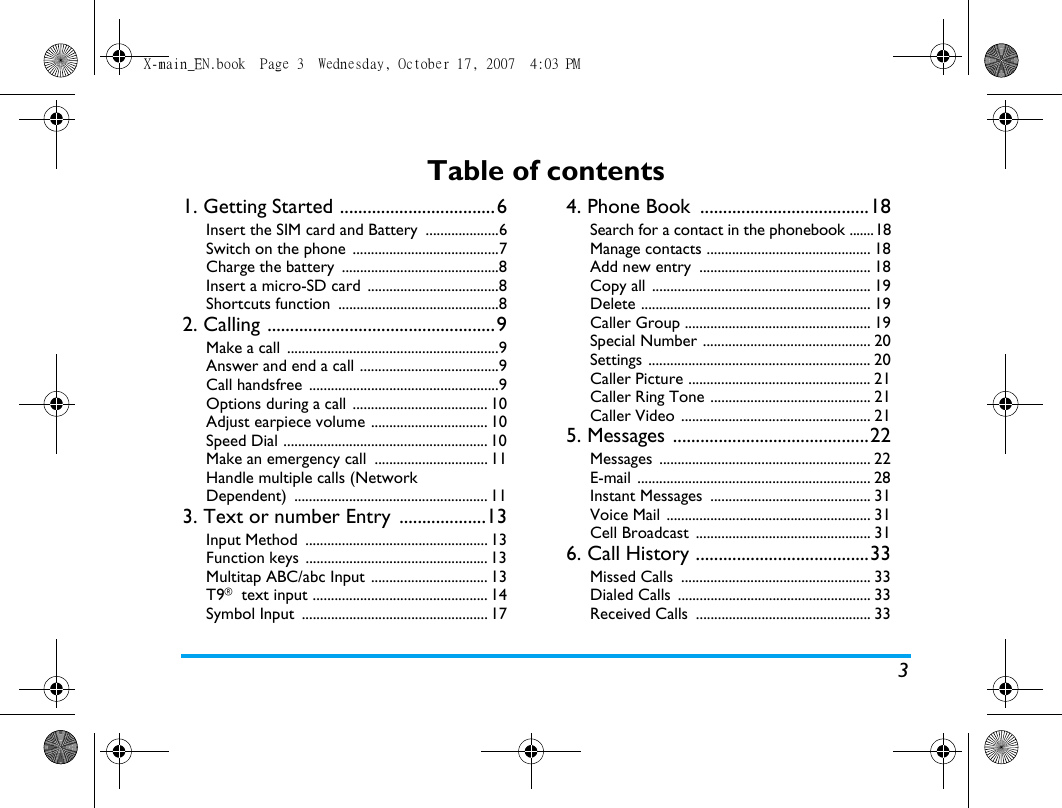 Page 4 of Sang Fei Consumer Communications CT9A9U Dual-band GSM 850/1900 Mobile Phone with Bluetooth User Manual X main EN