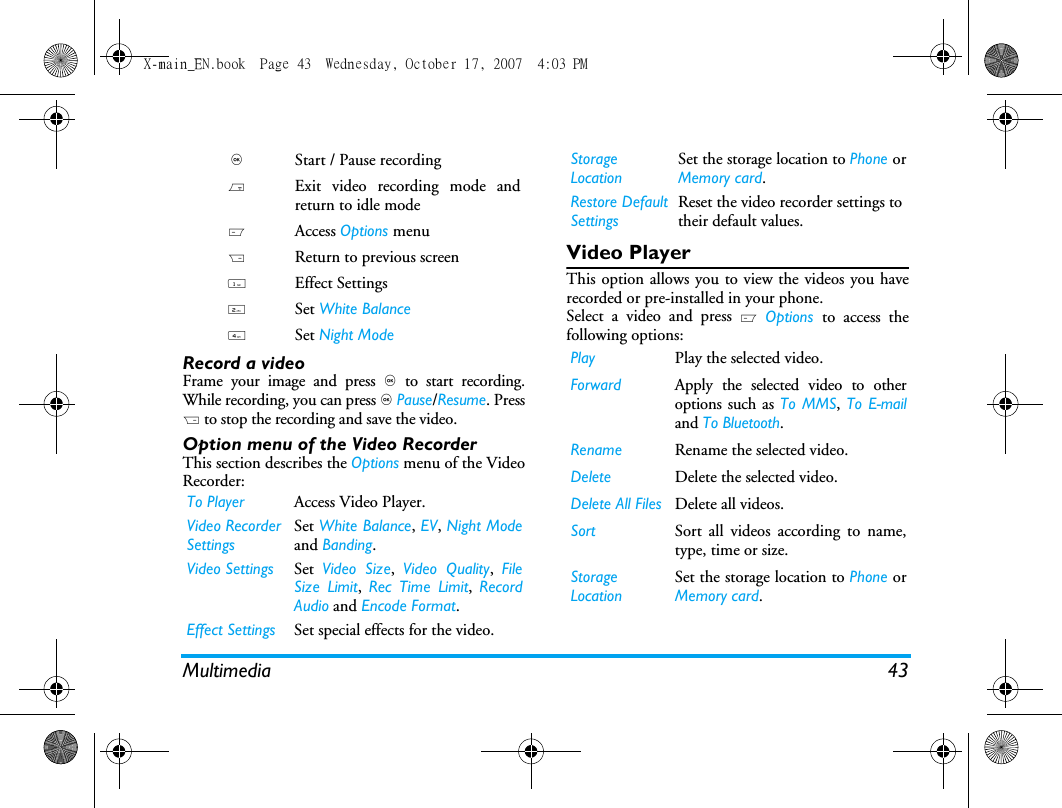Page 44 of Sang Fei Consumer Communications CT9A9U Dual-band GSM 850/1900 Mobile Phone with Bluetooth User Manual X main EN