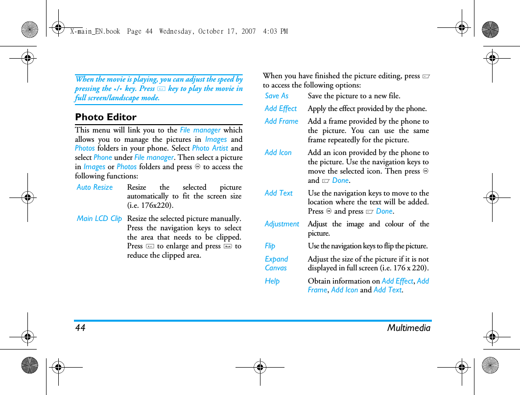 Page 45 of Sang Fei Consumer Communications CT9A9U Dual-band GSM 850/1900 Mobile Phone with Bluetooth User Manual X main EN