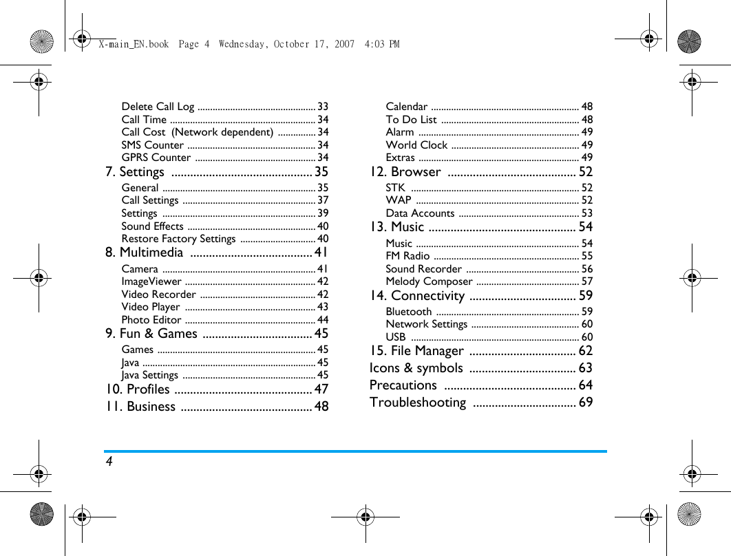 Page 5 of Sang Fei Consumer Communications CT9A9U Dual-band GSM 850/1900 Mobile Phone with Bluetooth User Manual X main EN