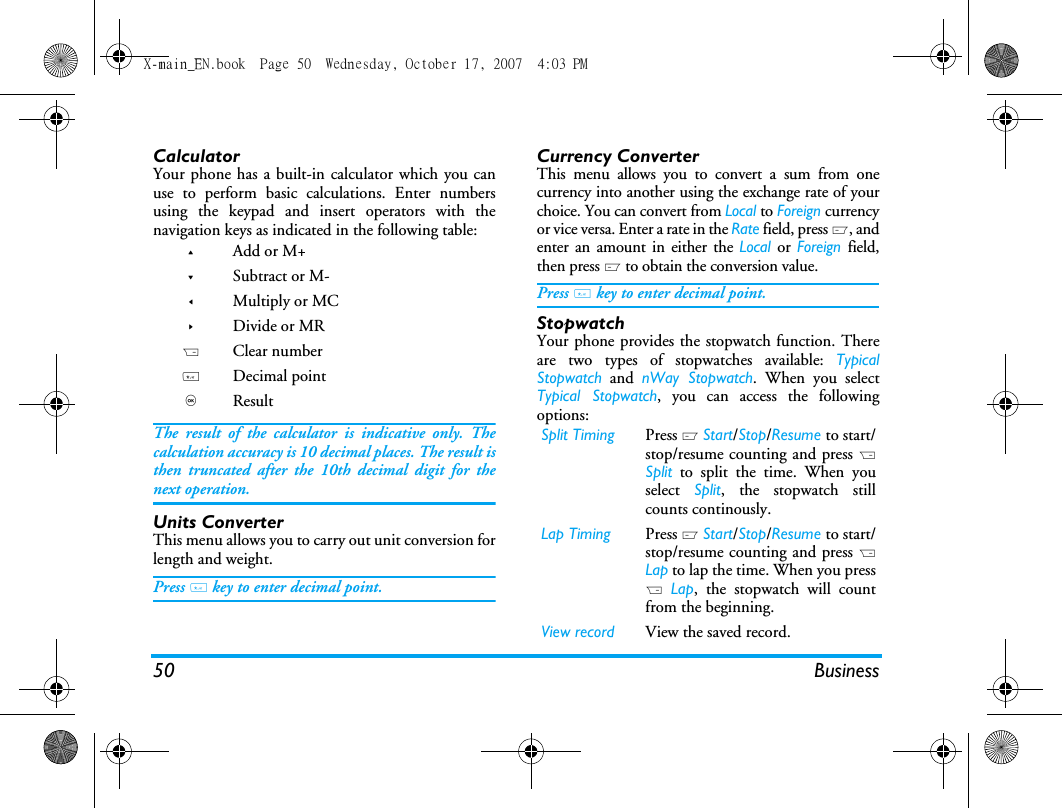 Page 51 of Sang Fei Consumer Communications CT9A9U Dual-band GSM 850/1900 Mobile Phone with Bluetooth User Manual X main EN