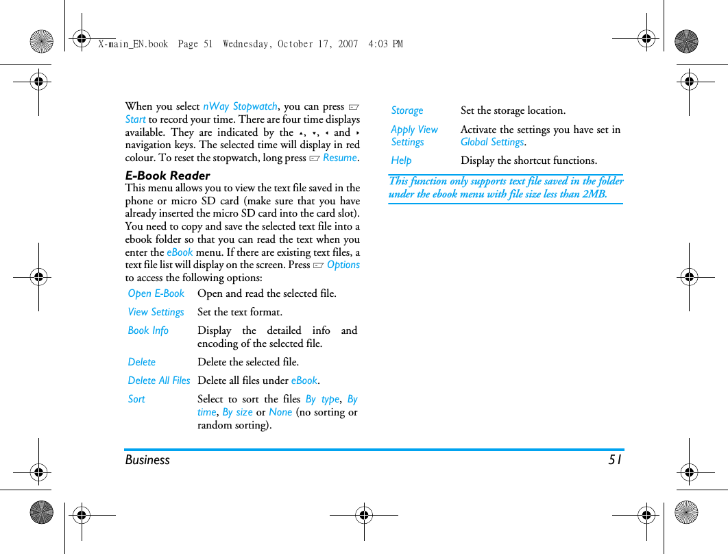 Page 52 of Sang Fei Consumer Communications CT9A9U Dual-band GSM 850/1900 Mobile Phone with Bluetooth User Manual X main EN