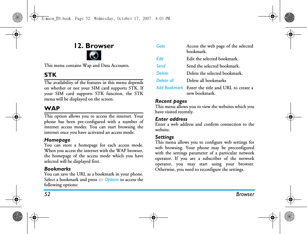 Page 53 of Sang Fei Consumer Communications CT9A9U Dual-band GSM 850/1900 Mobile Phone with Bluetooth User Manual X main EN