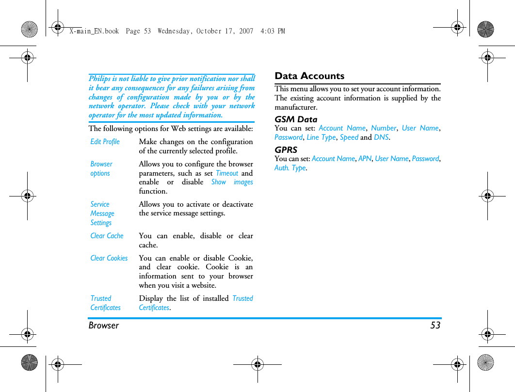 Page 54 of Sang Fei Consumer Communications CT9A9U Dual-band GSM 850/1900 Mobile Phone with Bluetooth User Manual X main EN