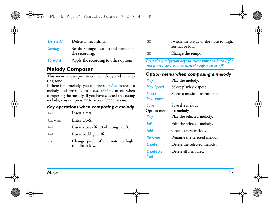 Page 58 of Sang Fei Consumer Communications CT9A9U Dual-band GSM 850/1900 Mobile Phone with Bluetooth User Manual X main EN