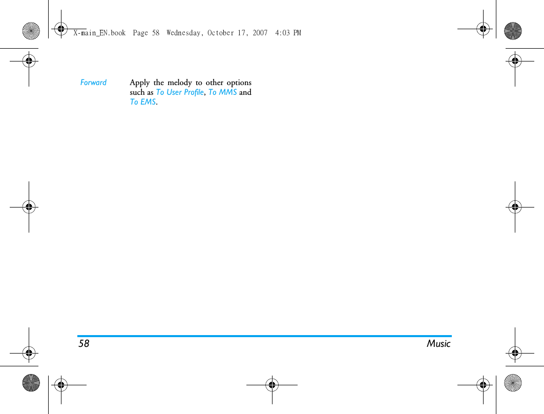 Page 59 of Sang Fei Consumer Communications CT9A9U Dual-band GSM 850/1900 Mobile Phone with Bluetooth User Manual X main EN