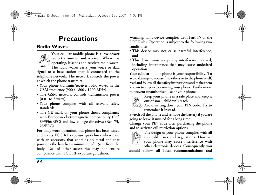 Page 65 of Sang Fei Consumer Communications CT9A9U Dual-band GSM 850/1900 Mobile Phone with Bluetooth User Manual X main EN