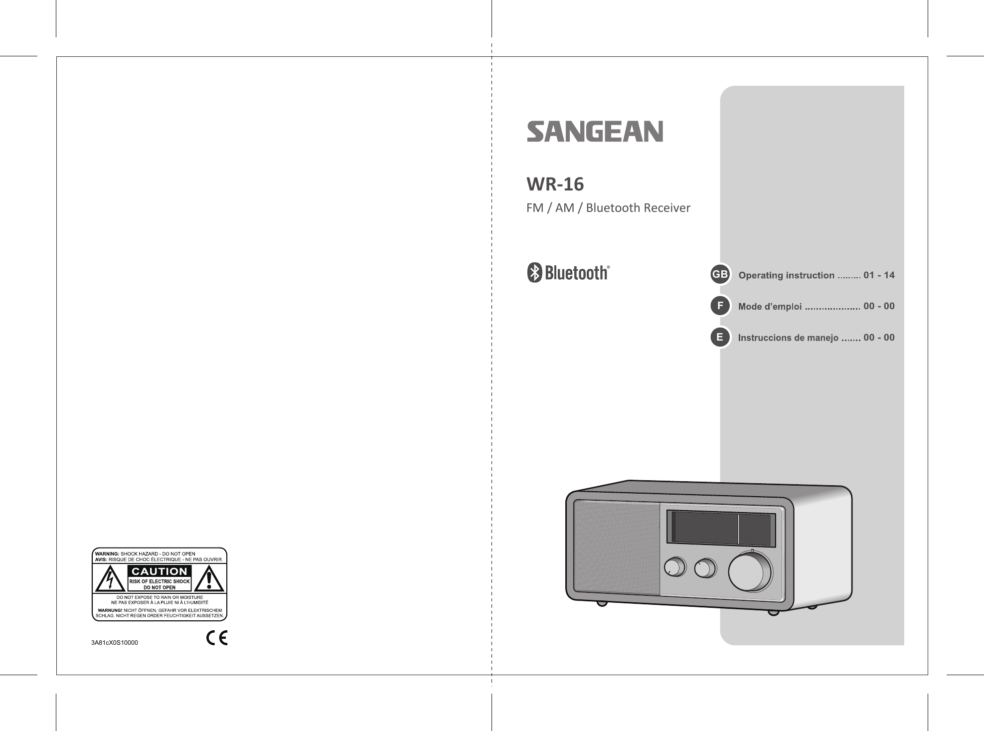 3A81cX0S10000FM / AM / Bluetooth ReceiverWR-16GBFE00 - 0000 - 0001 - 14