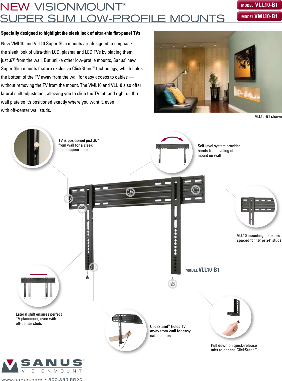 Page 1 of 2 - Sanus-Systems Sanus-Systems-New-Visionmount-Vll10-B1-Users-Manual-  Sanus-systems-new-visionmount-vll10-b1-users-manual