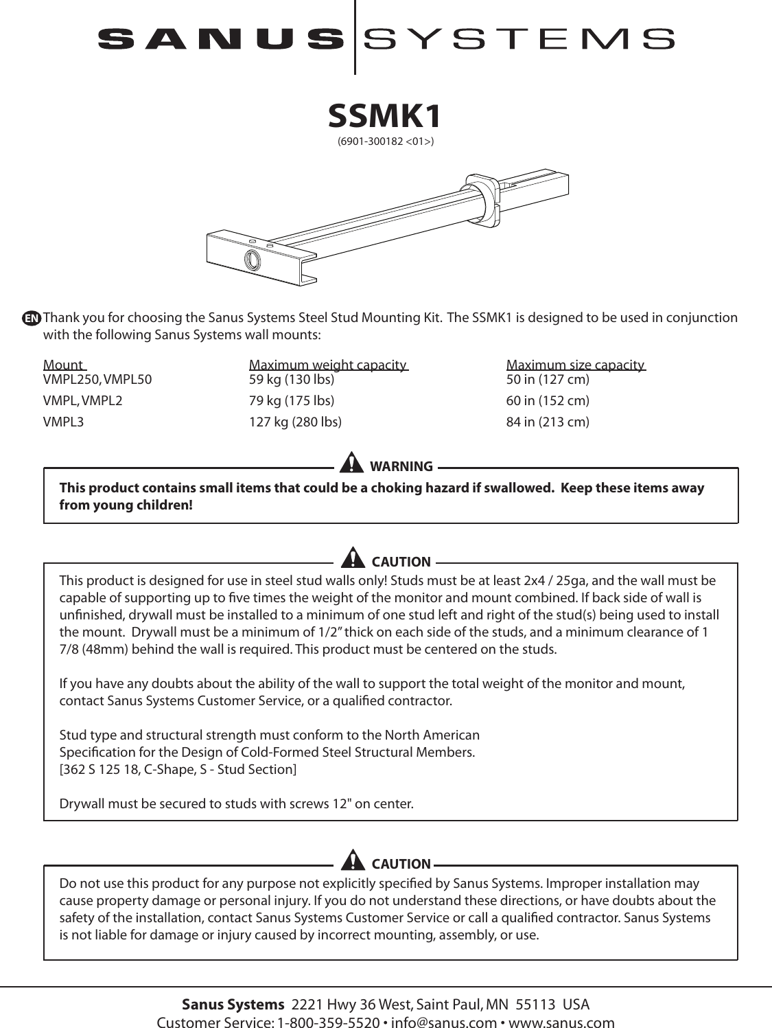 Page 1 of 9 - Sanus-Systems Sanus-Systems-Sanus-Ssmk1-Users-Manual-  Sanus-systems-sanus-ssmk1-users-manual