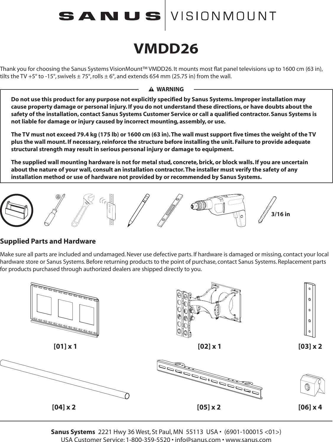 Page 1 of 8 - Sanus-Systems Sanus-Systems-Visionmount-Vmdd26-Users-Manual- Sanus-systems-visionmount-vmdd26-users-manual