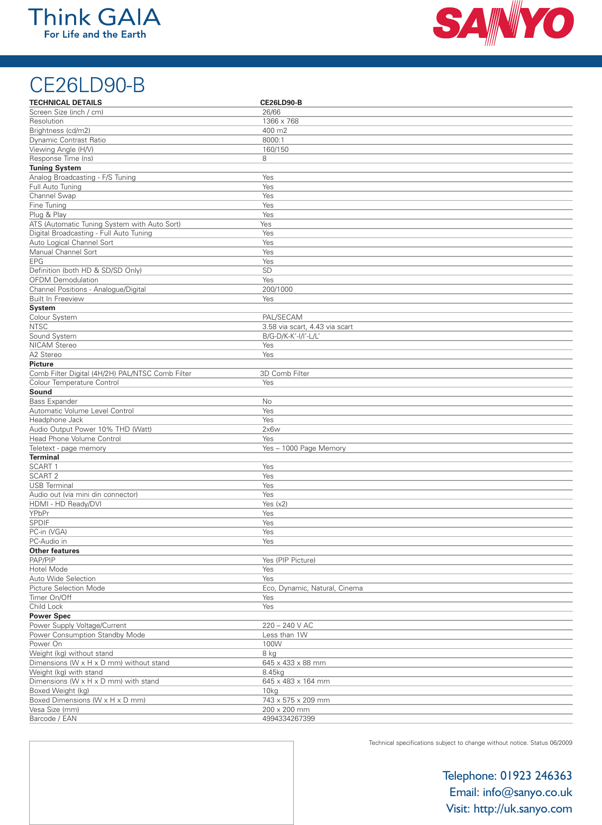 Page 2 of 2 - Sanyo CE26LD90-B RSF_EU_A8009 52_LH1R_e User Manual  To The 617a8a0e-c313-4ba8-81a6-bcf1c3165759