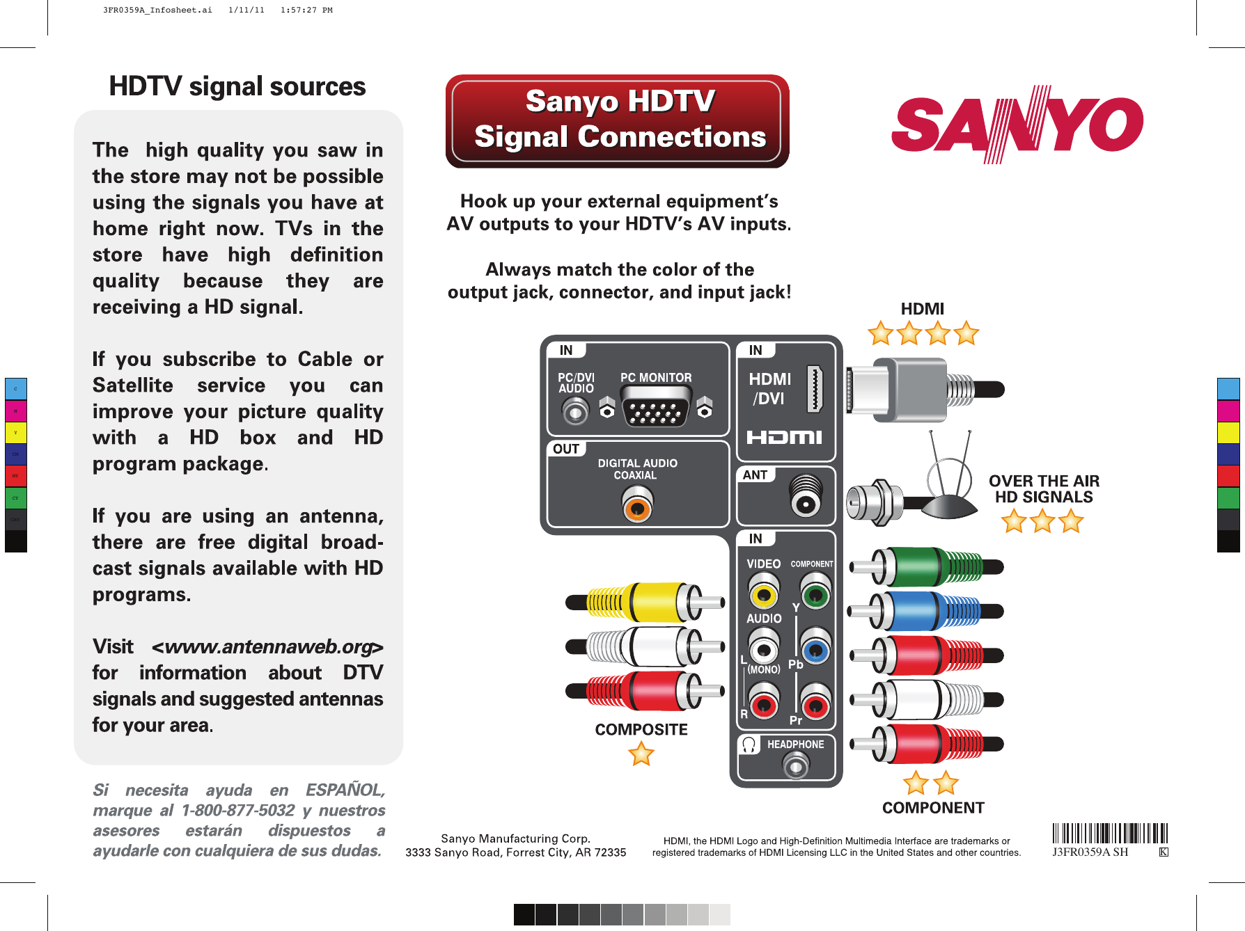 Page 1 of 2 - Sanyo Sanyo-Dp19241-Quick-Start-Guide 56Q0259A_Infosheet2
