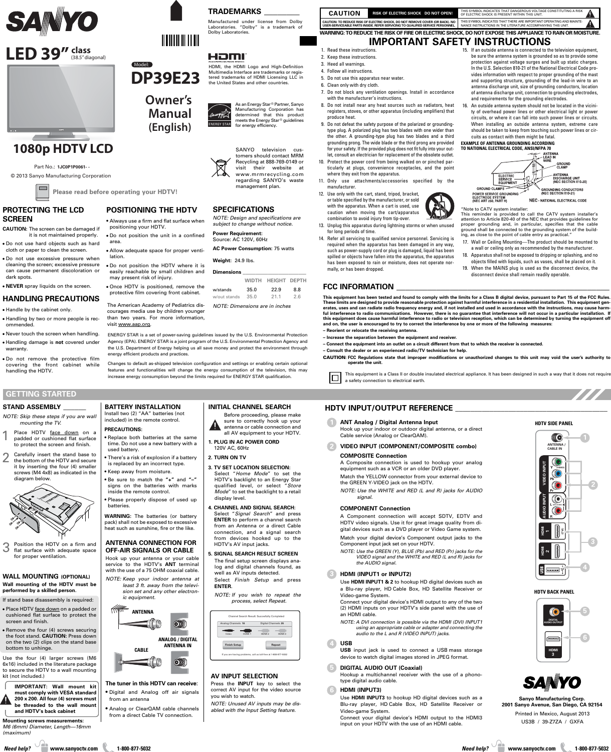 Sanyo Dp39e23 Manual