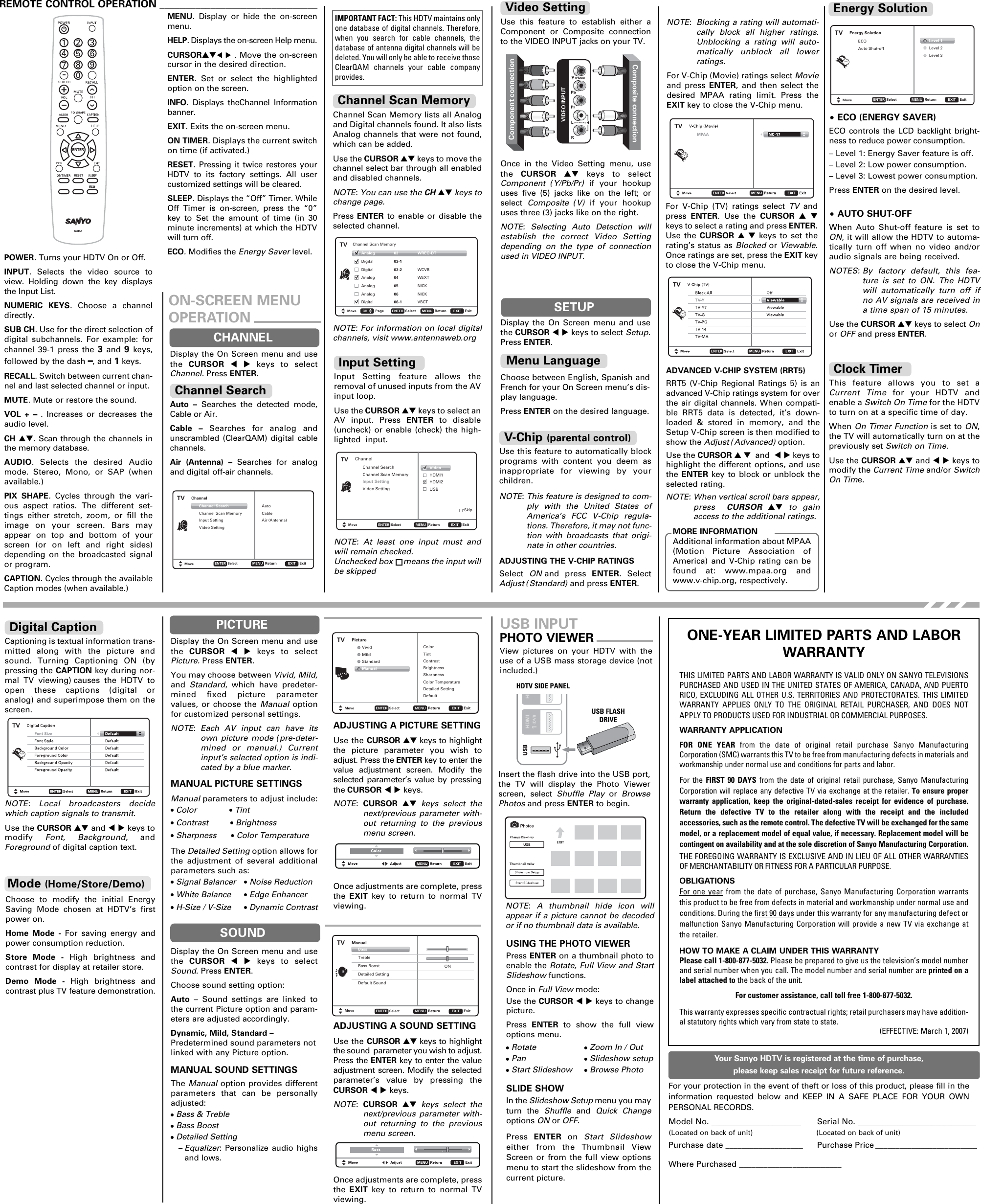 Page 2 of 2 - Sanyo Sanyo-Dp50843-Owner-S-Manual Folded OM-0045--_Z6WJ (E)