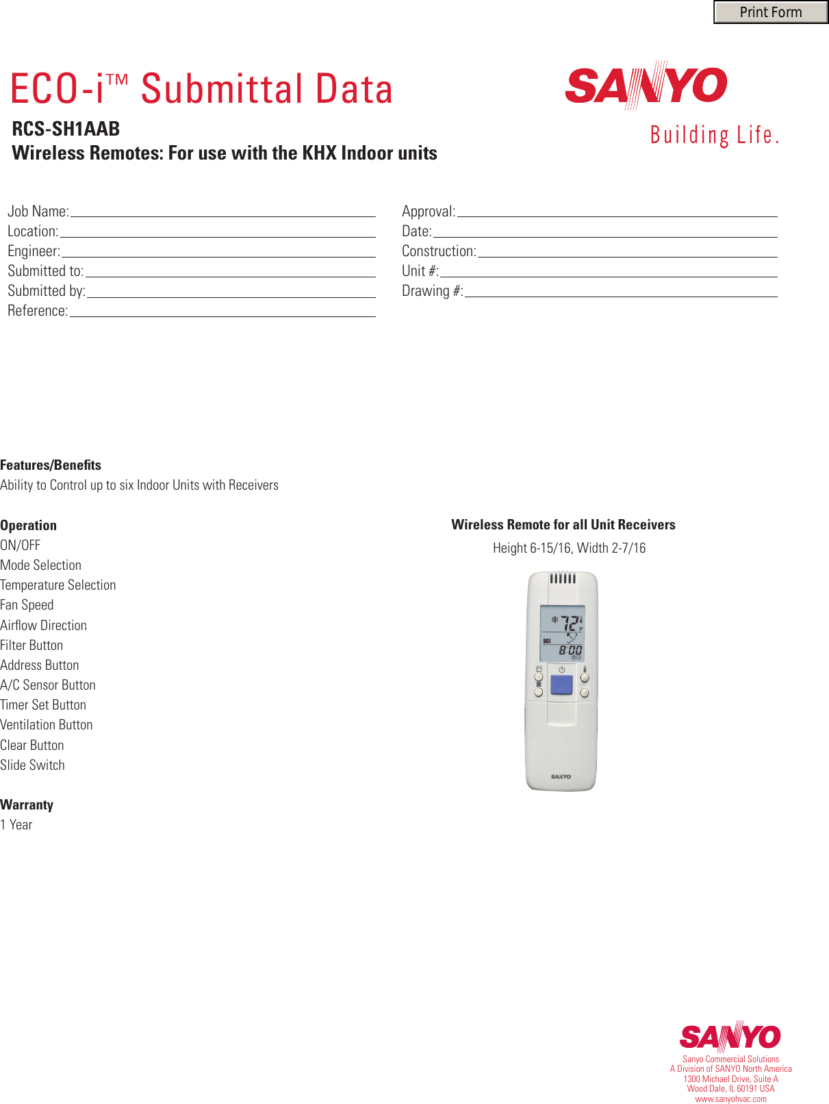 Page 1 of 1 - Sanyo Sanyo-Eco-I-Rcs-Sh1Aab-Users-Manual-  Sanyo-eco-i-rcs-sh1aab-users-manual